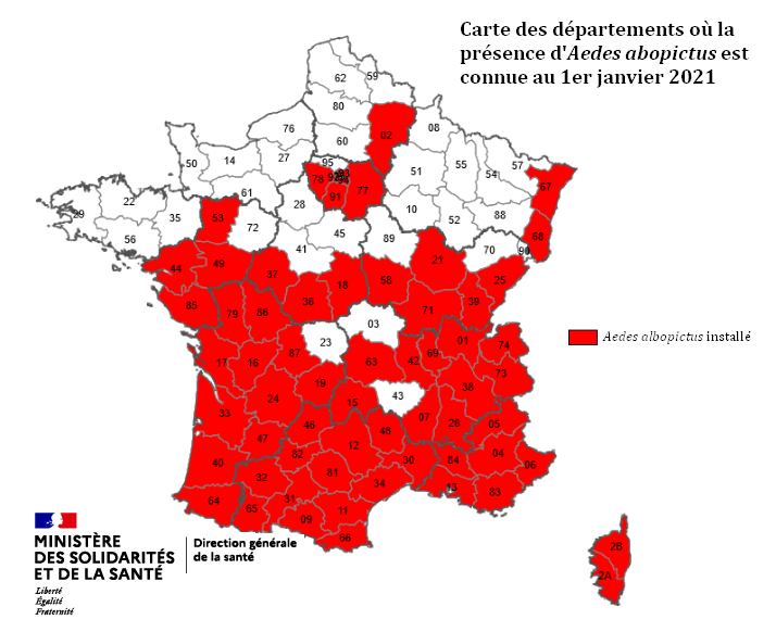 Carte présence moustiques France 2021