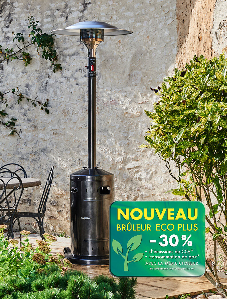 Favex - Parasol chauffant à gaz - Cosy Elégance Noir - Extérieur - Prêt à  l'emploi livré avec tuyau et détendeur - 3 à 8 KW - 12 m² - 76 x 76 x 218  cm : : Jardin