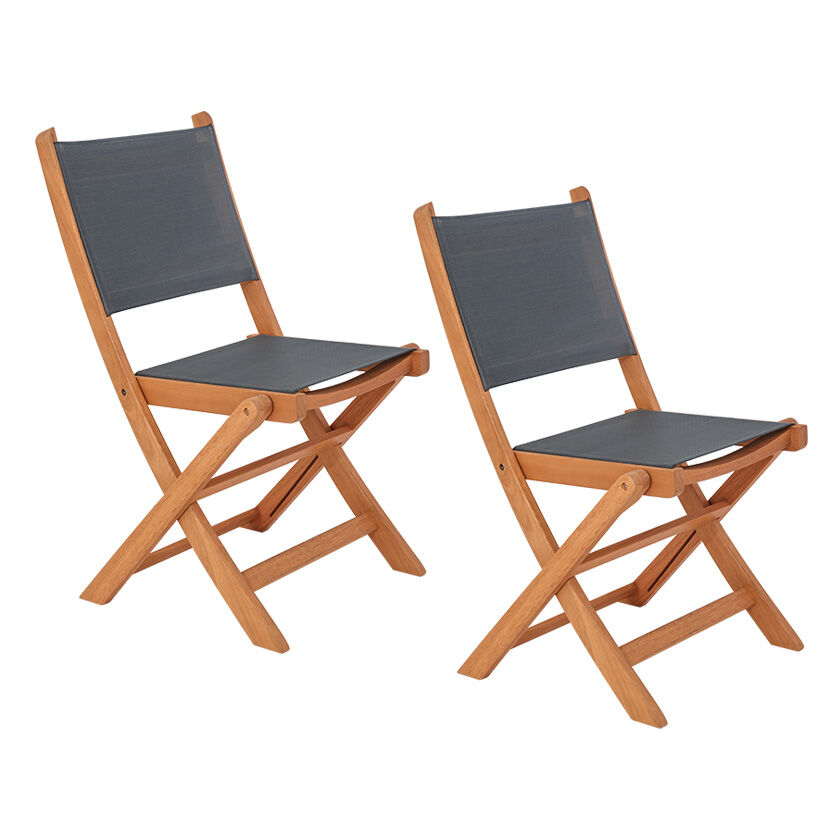 Lot de 2 chaises Pliables bois d'Eucalyptus certifié FSC Bocarnea