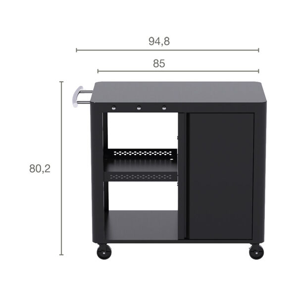Schéma Dimensions Desserte Brasero Evolution Chariot Plancha rangements meuble table d appoint Brasero