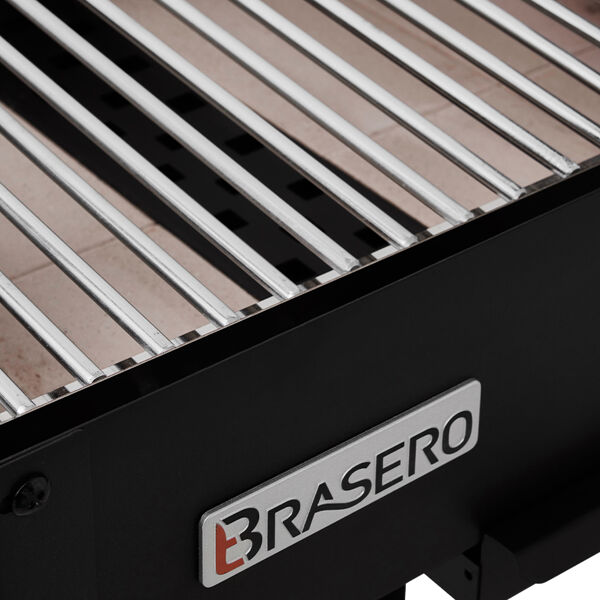 Barbecue charbon et bois Arona Barbecue Brasero Grille hauteur ajustable Manivelle Sur chariot tablette inferieure Brasero
