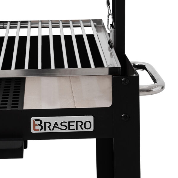 Barbecue charbon et bois Salamanca Brasero lateral Sur chariot tablette inferieure Brasero